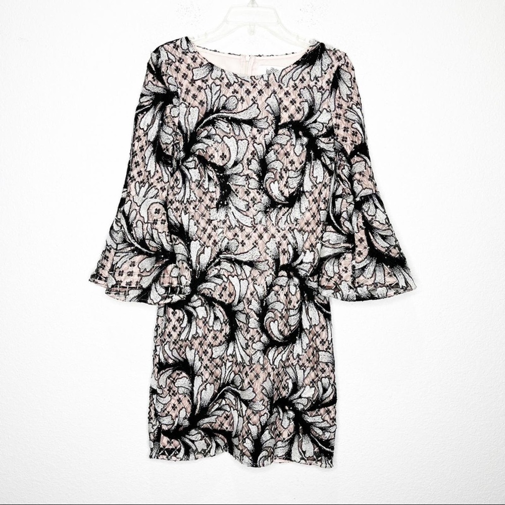 Badgley Mischka Belle Lace Sequin Sheath Mini Dress